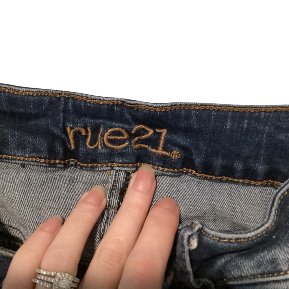 Rue21 Size 0 High Rise Dark Blue Distressed Ankle Jeggings - Picture 10 of 11